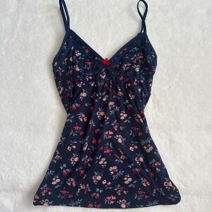 cozy basic navy floral cami top with adjustable straps